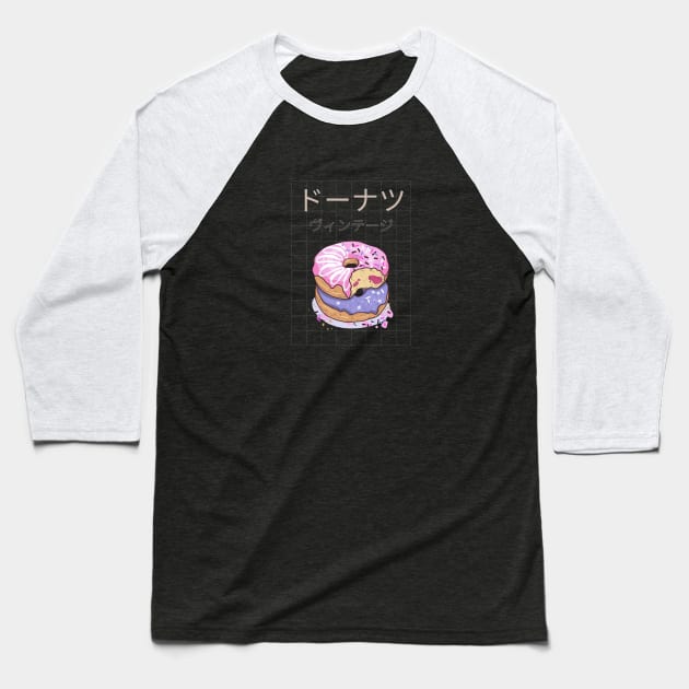 Donut Kawaii Yummy Foodie Pastry Japan Japanese Baseball T-Shirt by Flowering Away